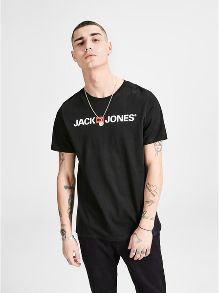 Jack & Jones Čierne tričko Jack & Jones s potlačou