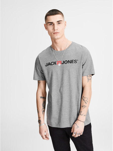 Jack & Jones Jack & Jones šedá pruhovaná polokošeľa s potlačou