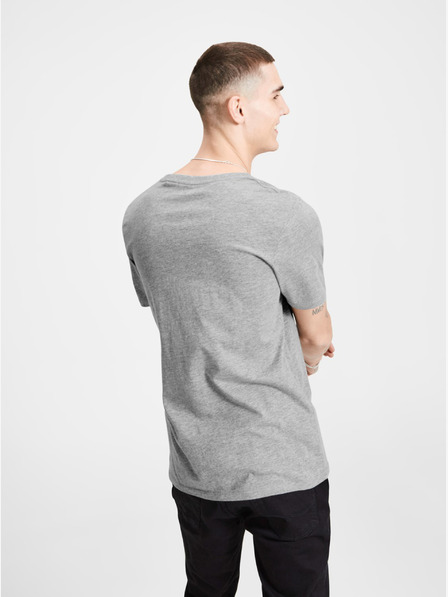 Jack & Jones Jack & Jones šedá pruhovaná polokošeľa s potlačou