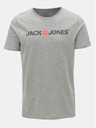 Jack & Jones Jack & Jones šedá pruhovaná polokošeľa s potlačou