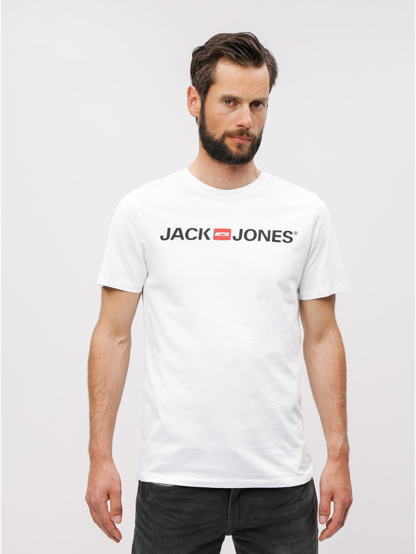 Jack & Jones Biele tričko Jack & Jones s potlačou