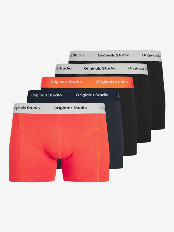 Jack & Jones Súprava piatich pánskych boxeriek Jack & Jones v oranžovej, modrej a čiernej farbe