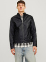 Jack & Jones Čierna pánska kožená bunda Jack & Jones Dylan