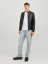 Jack & Jones Čierna pánska kožená bunda Jack & Jones Dylan
