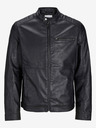 Jack & Jones Čierna pánska kožená bunda Jack & Jones Dylan