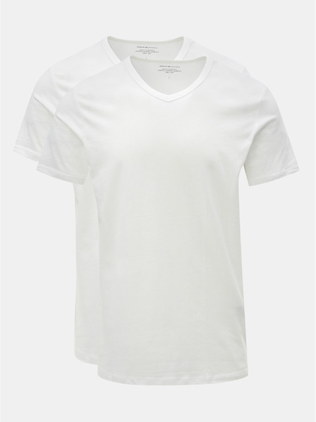 Jack & Jones Súprava dvoch bielych základných tričiek s výstrihom do V Jack & Jones
