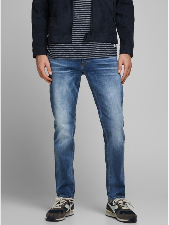 Jack & Jones Modré pánske džínsy rovného strihu Jack & Jones Mike