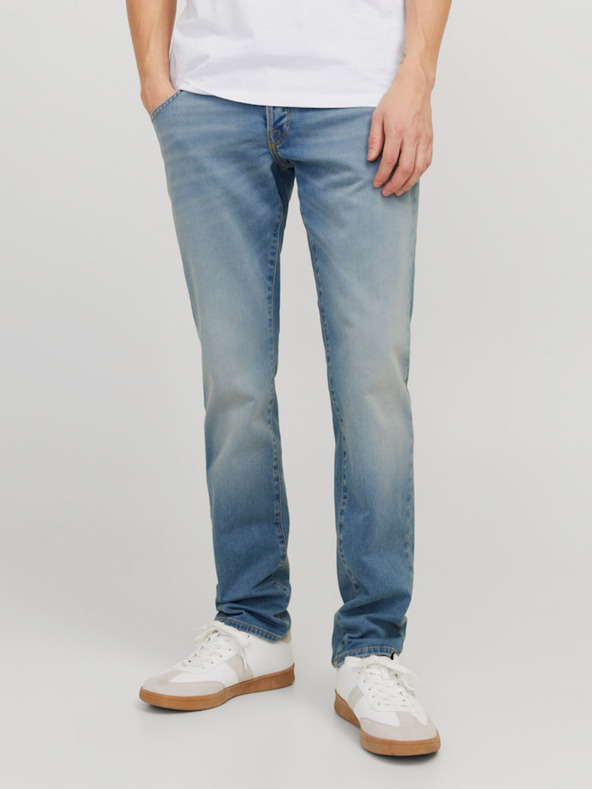 Jack & Jones Modré pánske džínsy zúženého strihu Jack & Jones Mike
