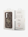 Guess Guess PU 4G Kovové logo Zadný kryt pre Samsung Galaxy S23 Brown