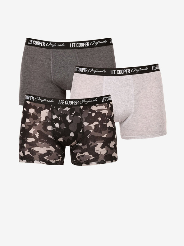 Lee Cooper Súprava troch pánskych boxeriek v čiernej a sivej farbe Lee Cooper
