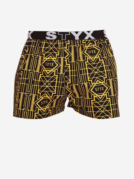 Styx Čierno-žlté pánske šortky so športovou gumou Styx art Gatsby