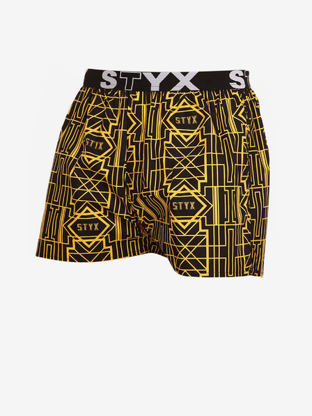 Styx Čierno-žlté pánske šortky so športovou gumou Styx art Gatsby