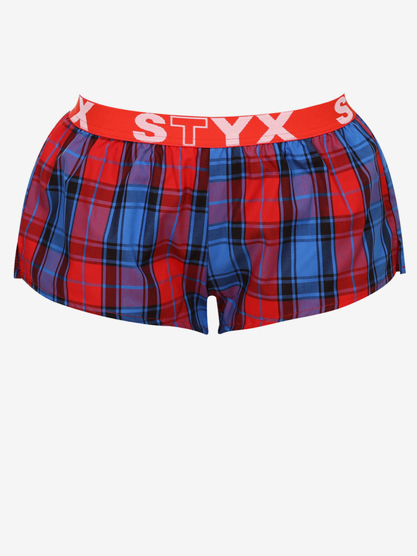 Styx Červené a modré dámske kockované šortky na spanie Styx
