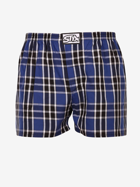 Styx Čierno-modré pánske kockované trenírky Styx classic