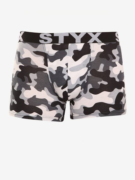 Styx Biele a sivé pánske army boxerky Styx long art maskáče