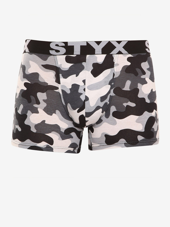 Styx Biele a sivé pánske army boxerky Styx long art maskáče