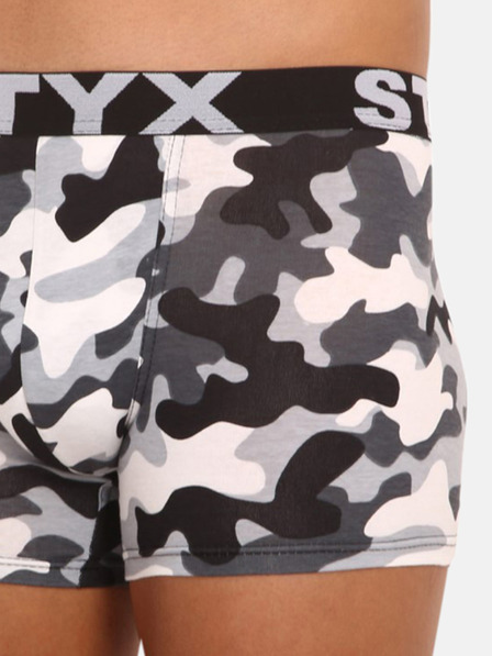 Styx Biele a sivé pánske army boxerky Styx long art maskáče