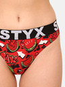 Styx Čierno-červené vzorované dámske tangá Styx art Melouny