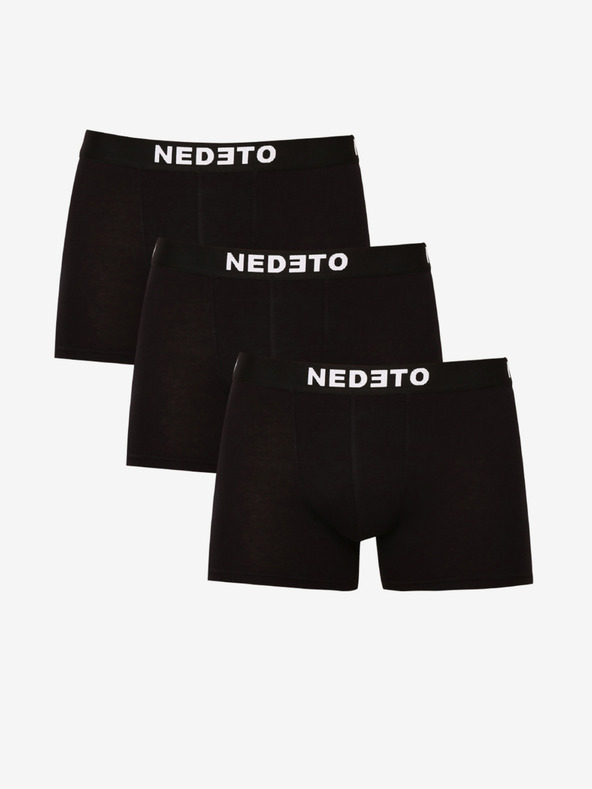 Nedeto Súprava troch pánskych boxeriek v čiernej farbe Nedeto