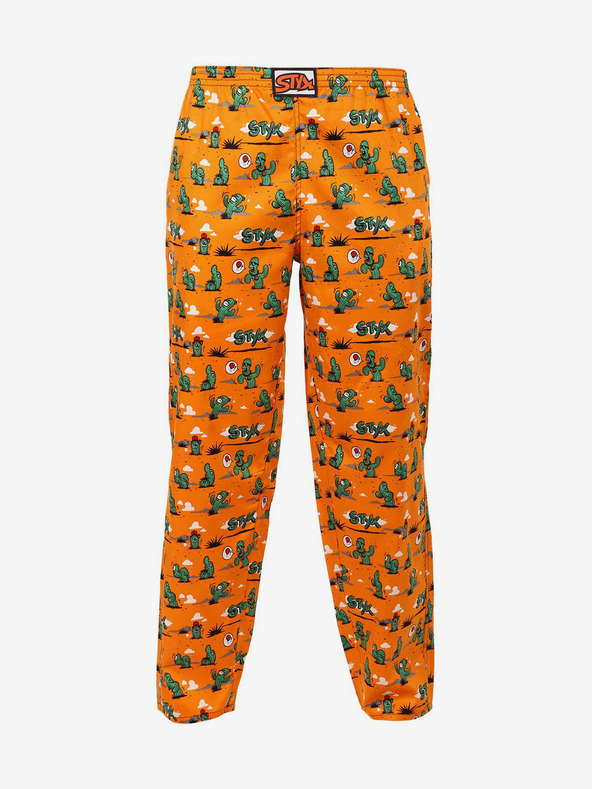 Styx Oranžové pánske vzorované pyžamo Styx Cactus