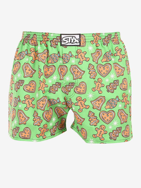 Styx Svetlozelené pánske vianočné šortky Styx Vianočný perník