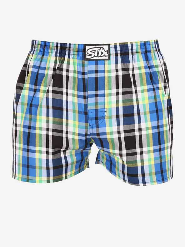 Styx Zelené a modré pánske kockované šortky Styx