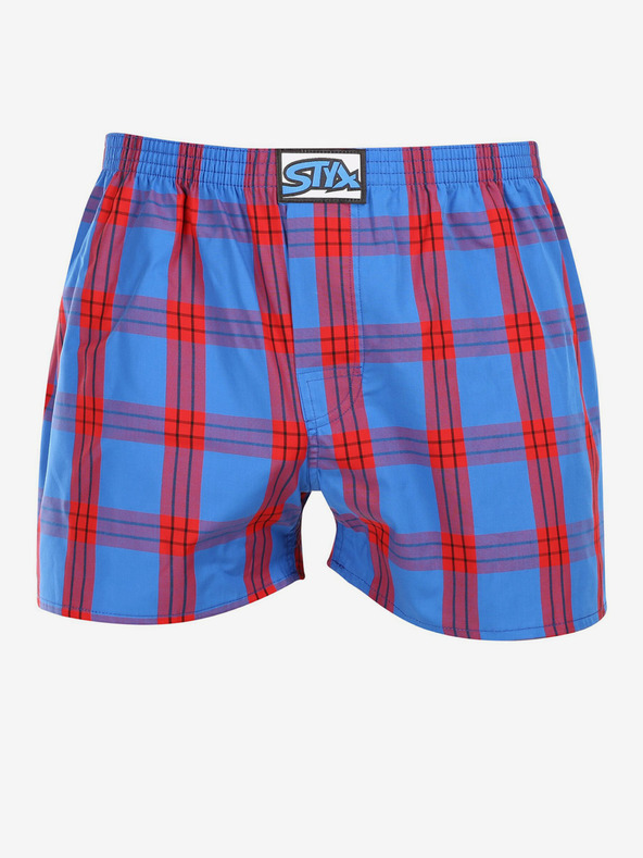 Styx Styx červené pánske kockované šortky