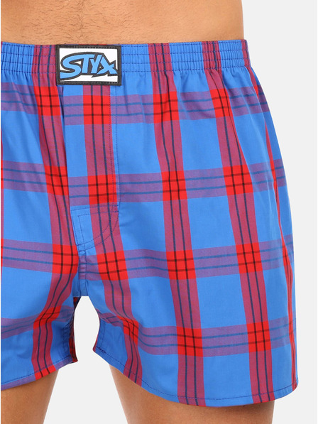 Styx Styx červené pánske kockované šortky