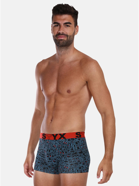 Styx Modro-čierne pánske vzorované boxerky Styx