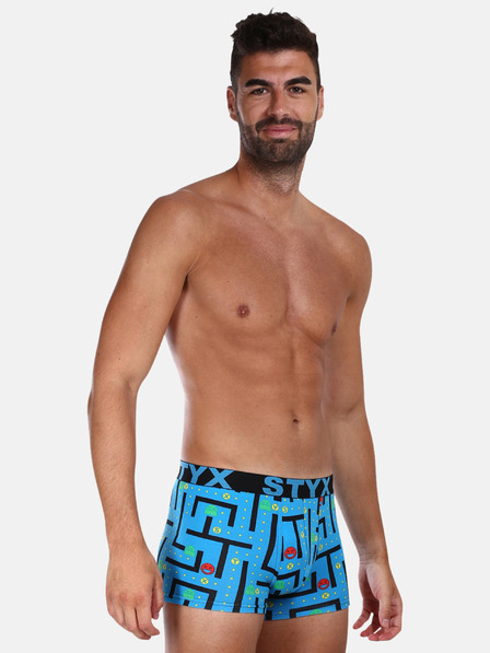 Styx Modré pánske vzorované boxerky Styx Game