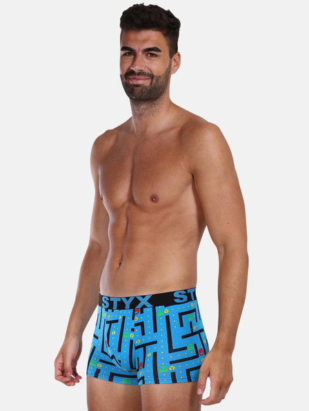 Styx Modré pánske vzorované boxerky Styx Game