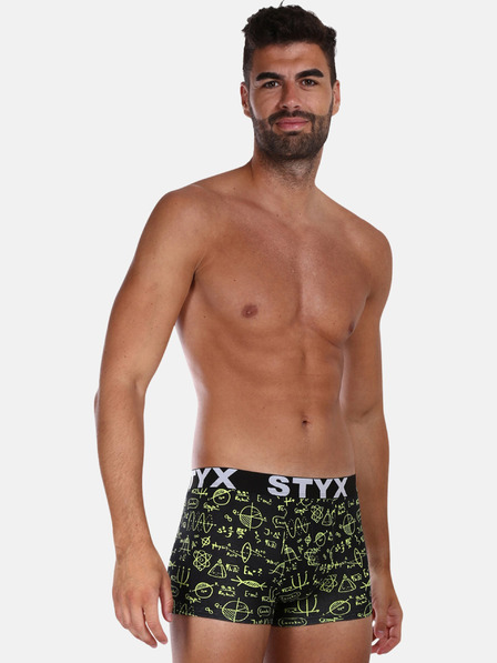 Styx Žlto-čierne pánske vzorované boxerky Styx Physics