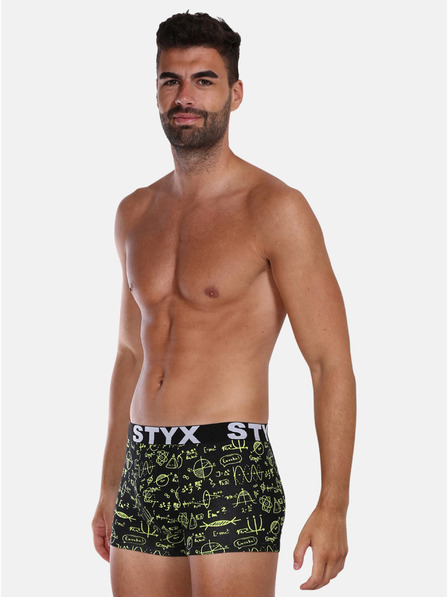 Styx Žlto-čierne pánske vzorované boxerky Styx Physics