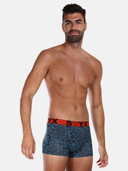 Styx Modro-čierne pánske vzorované boxerky Styx