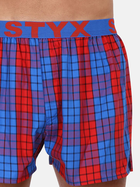 Styx Červené a modré pánske kockované šortky Styx