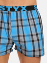 Styx Modré pánske kockované šortky Styx