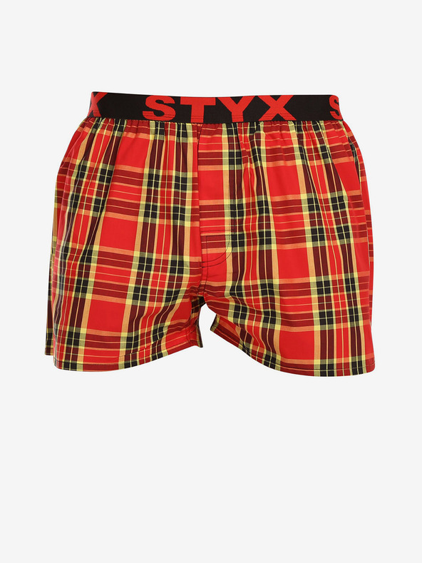 Styx Červené pánske kockované šortky Styx