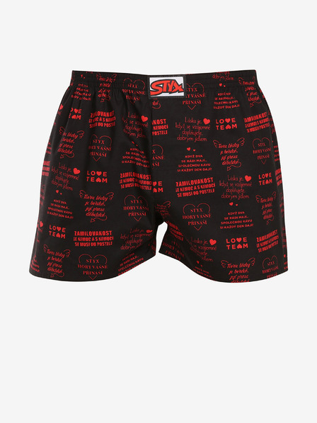 Styx Čierne pánske šortky Styx art Valentínske texty
