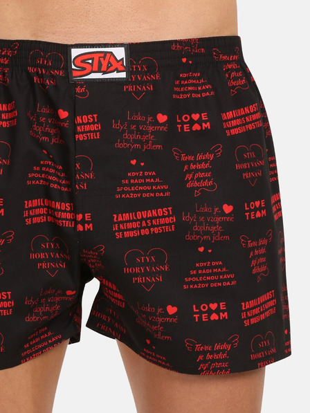 Styx Čierne pánske šortky Styx art Valentínske texty