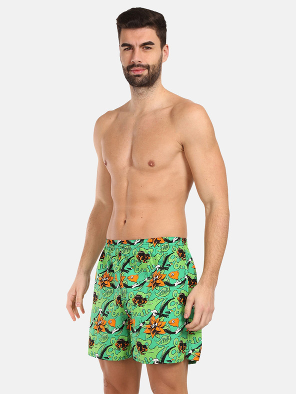 Styx Zelené pánske domáce šortky s vreckami Styx Tropic