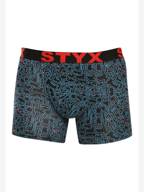 Styx Pánske dlhé športové boxerky Styx na umeleckú gumu doodle (U1256/2)