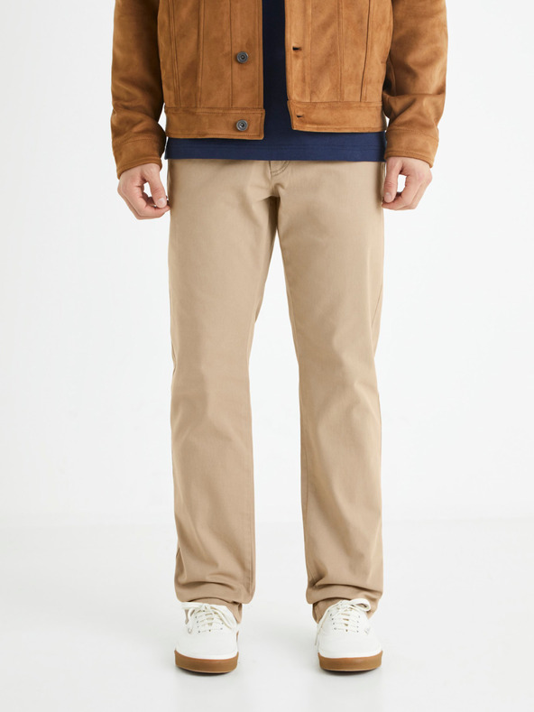 Celio Béžové pánske chino nohavice Celio