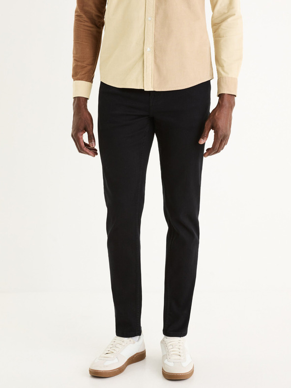 Celio Čierne pánske slim fit džínsy Celio Dow