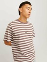 Jack & Jones Jack & Jones Pánske bielo-hnedé pruhované tričko