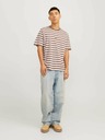 Jack & Jones Jack & Jones Pánske bielo-hnedé pruhované tričko