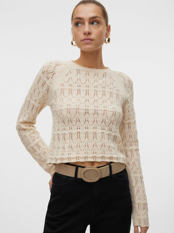 Vero Moda Béžový dámsky sveter Vero Moda
