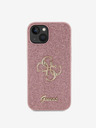 Guess PU Fixed Glitter 4G Metal Logo Zadní Kryt pro iPhone 13 Pink Obal na telefón