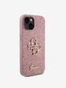 Guess PU Fixed Glitter 4G Metal Logo Zadní Kryt pro iPhone 13 Pink Obal na telefón