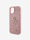 Guess PU Fixed Glitter 4G Metal Logo Zadní Kryt pro iPhone 13 Pink Obal na telefón