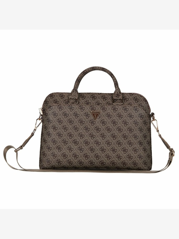 Guess Guess PU 4G taška na notebook s trojuholníkovým logom 15/16" hnedá